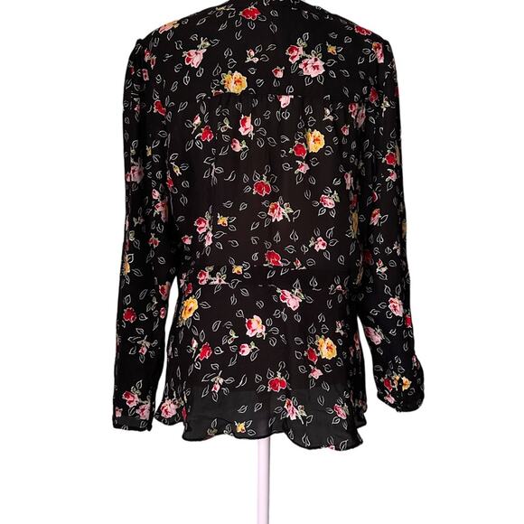 Veronica Beard Silk Floral Kiona Blouse Size 14 Vneck Peplum - Picture 5 of 8